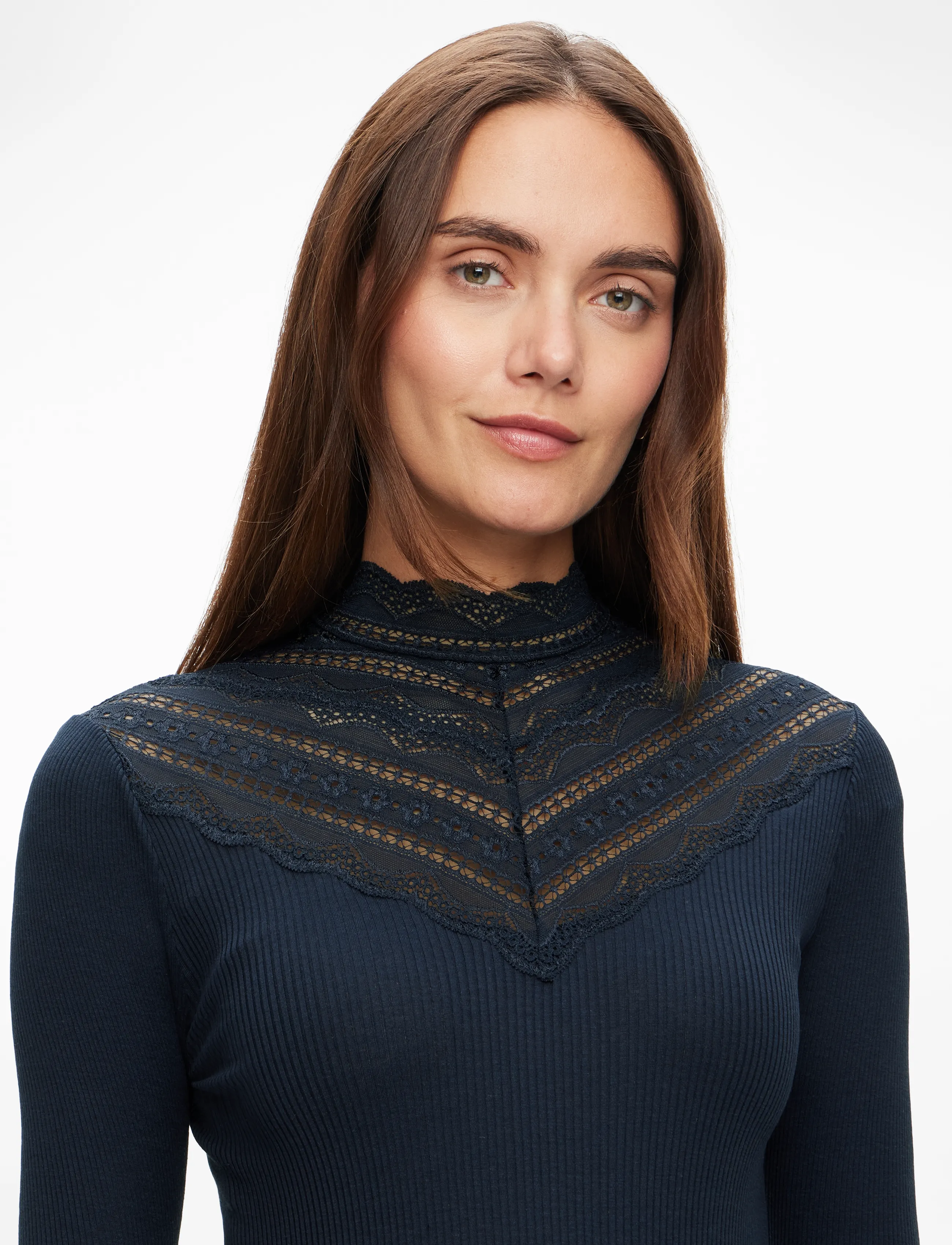 Rosemunde Rwbenita Silk Ls Lace T-Neck T-Shi blusar dam – bild 8
