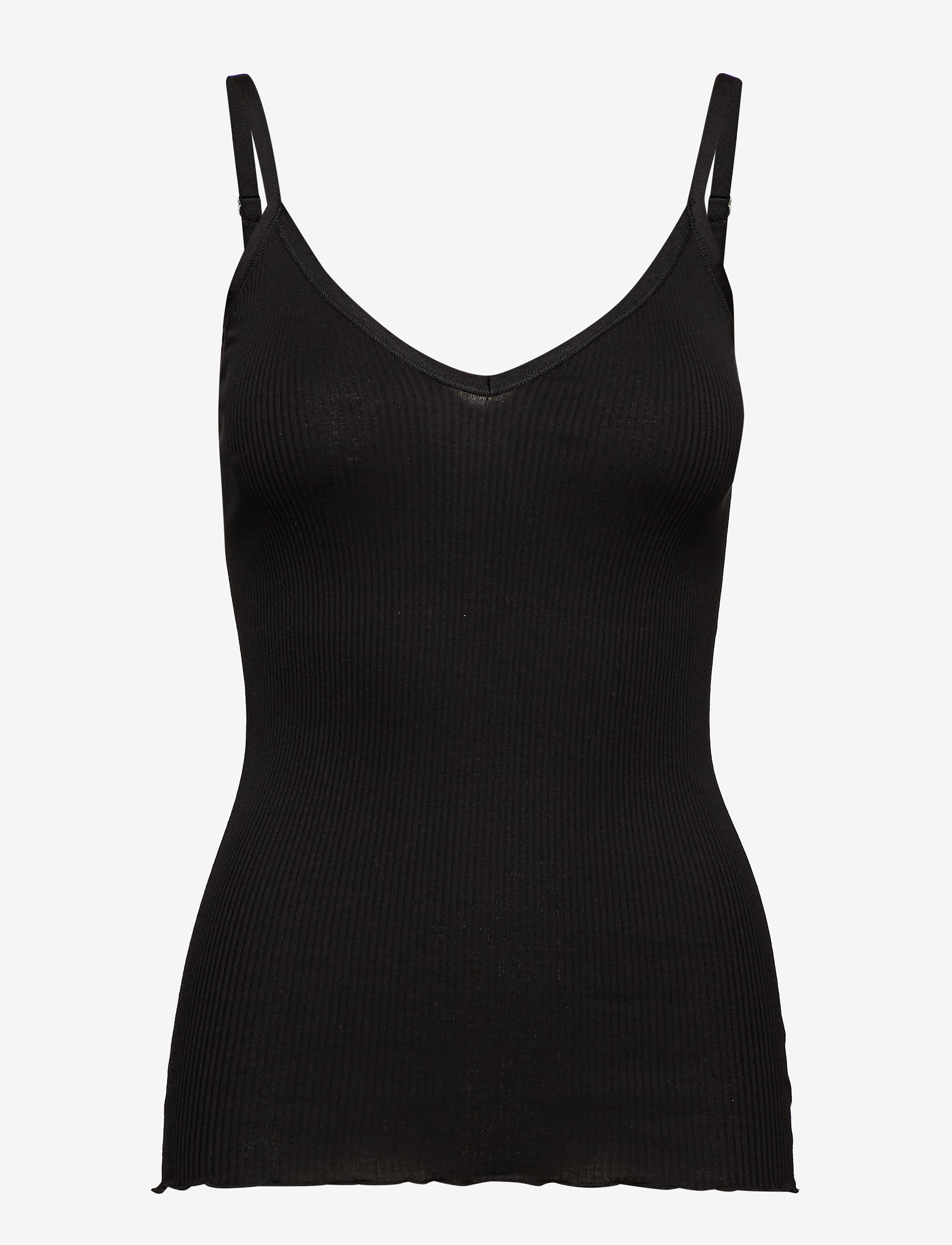 Rosemunde Silk strap top w/ elastic band - Tøj - BLACK / black