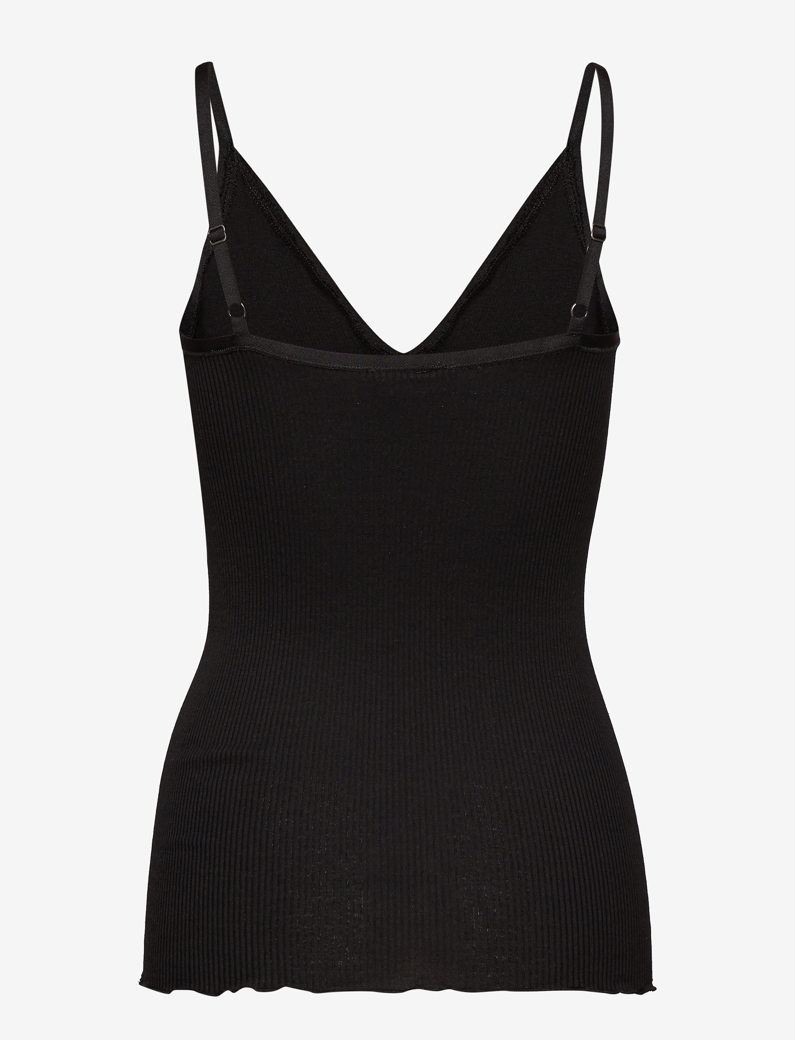 Rosemunde - RWBelle Silk SL V-neck Elastic Top - tanktops - black - 2