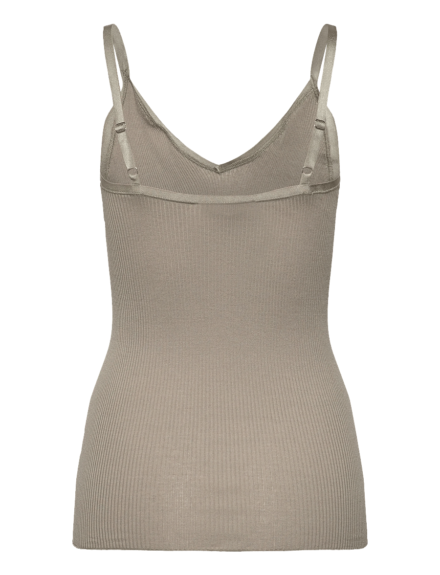 Rosemunde - RWBelle Silk SL V-neck Elastic Top - linnen - dried sage - 2