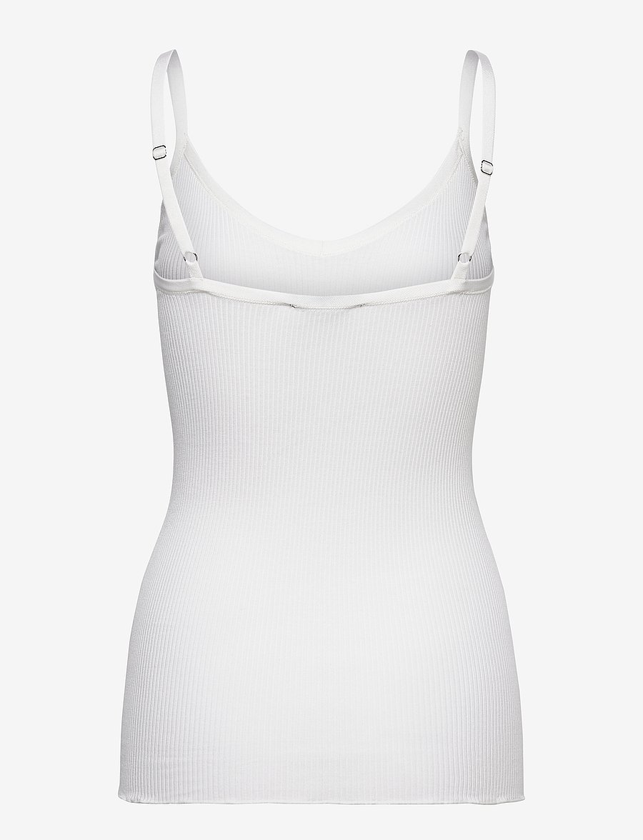 Rosemunde - RWBelle Silk SL V-neck Elastic Top - tanktops - new white - 2