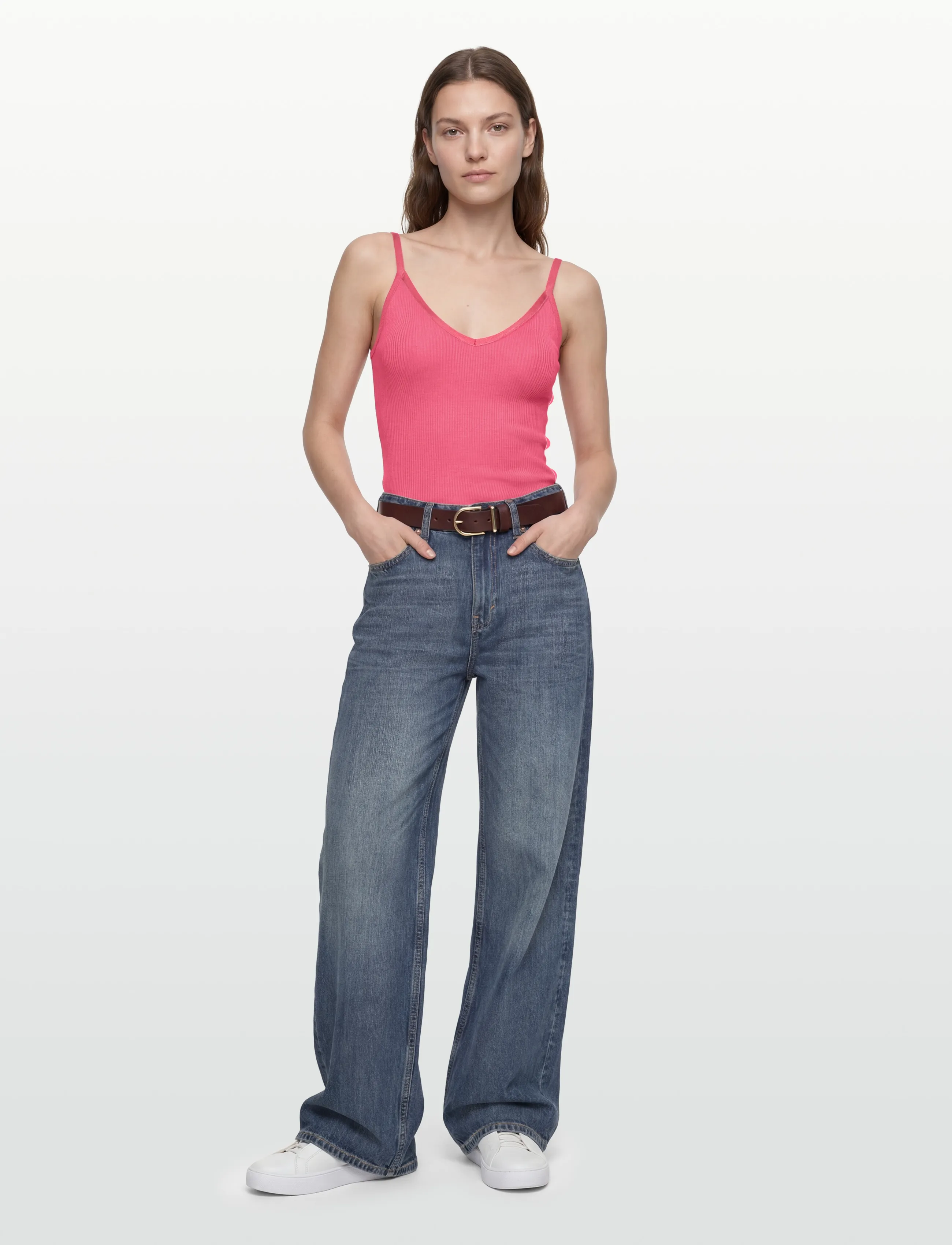 Rosemunde RWBelle Silk SL V-neck Elastic Top - Ermeløse topper - RAPTURE ROSE / pink/rose