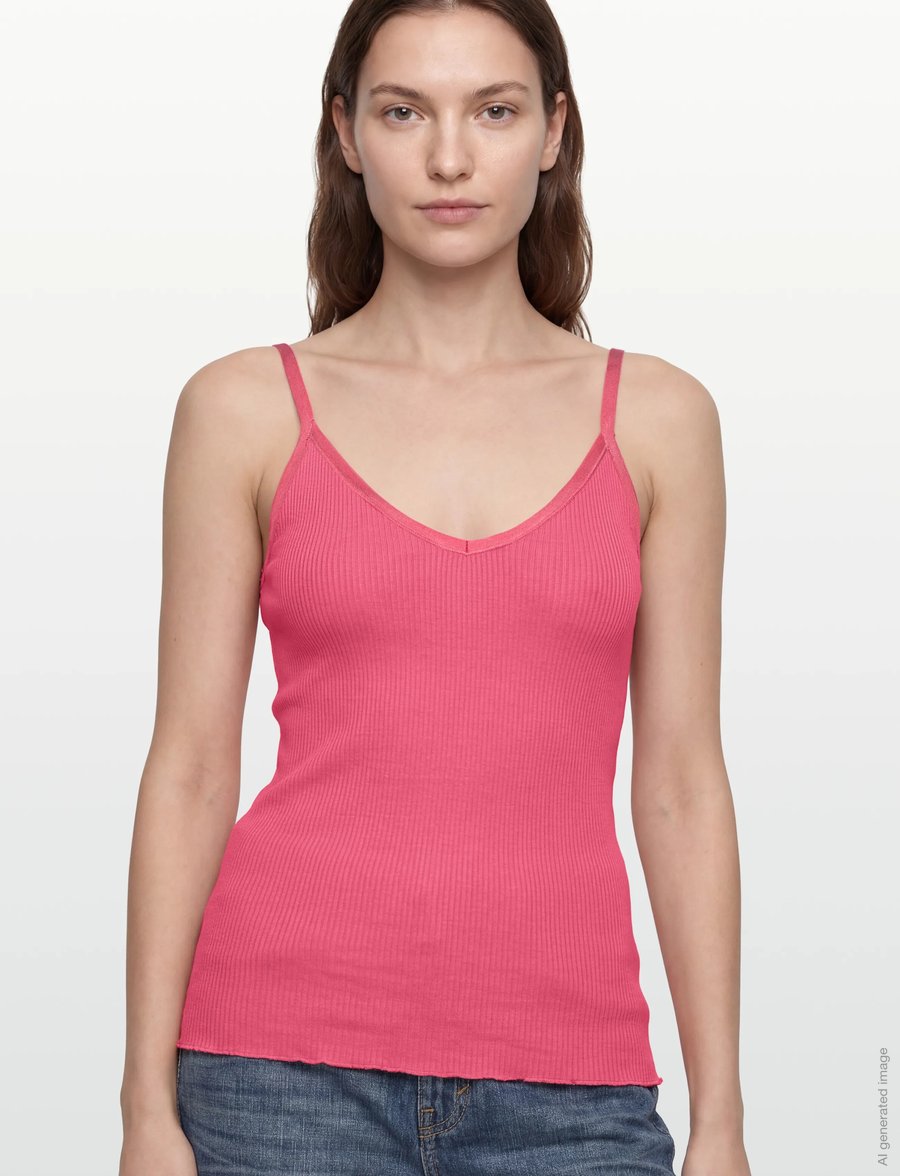 Rosemunde - RWBelle Silk SL V-neck Elastic Top - tanktops - rapture rose - 3