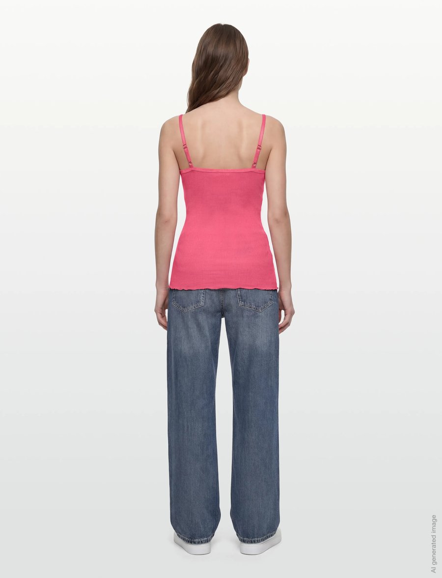 Rosemunde - RWBelle Silk SL V-neck Elastic Top - tanktops - rapture rose - 4