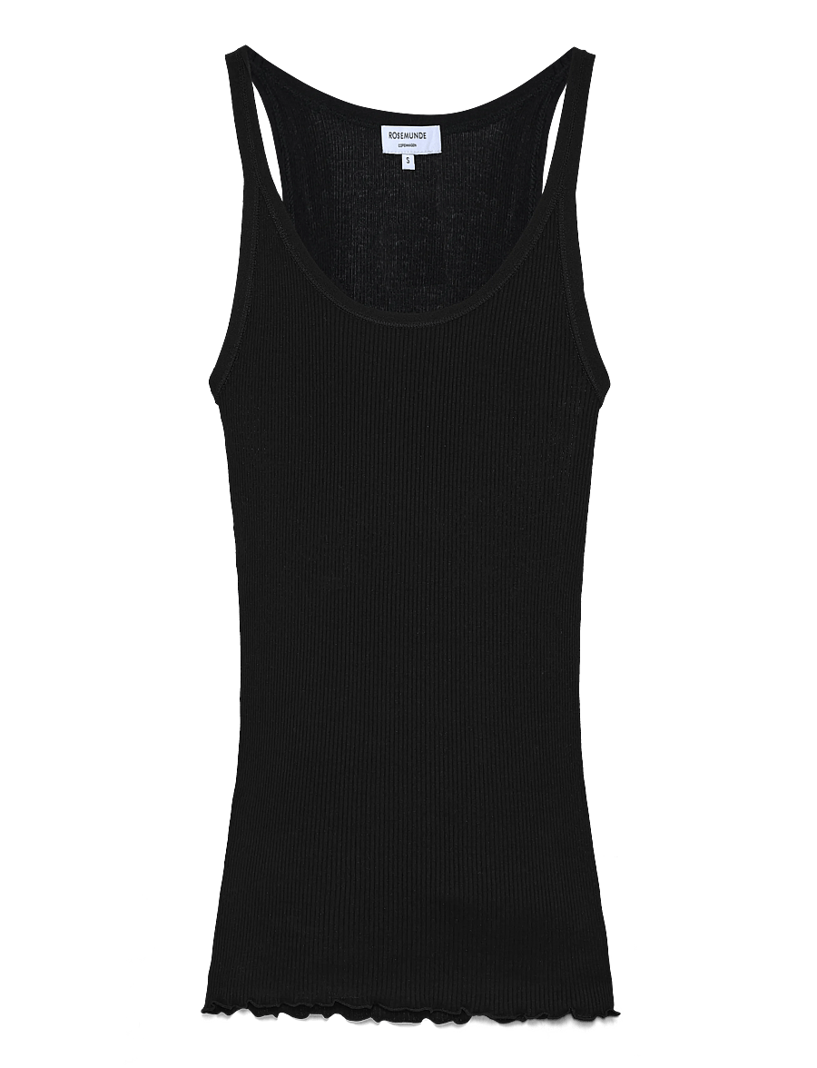 Rosemunde - RWBelle Silk U-neck Strap Elastic T - Ärmellose tops - black - 1