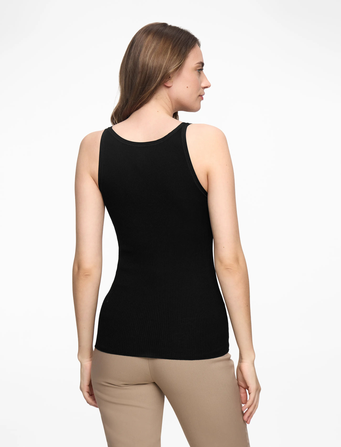 Rosemunde - RWBelle Silk U-neck Strap Elastic T - linnen - black - 4