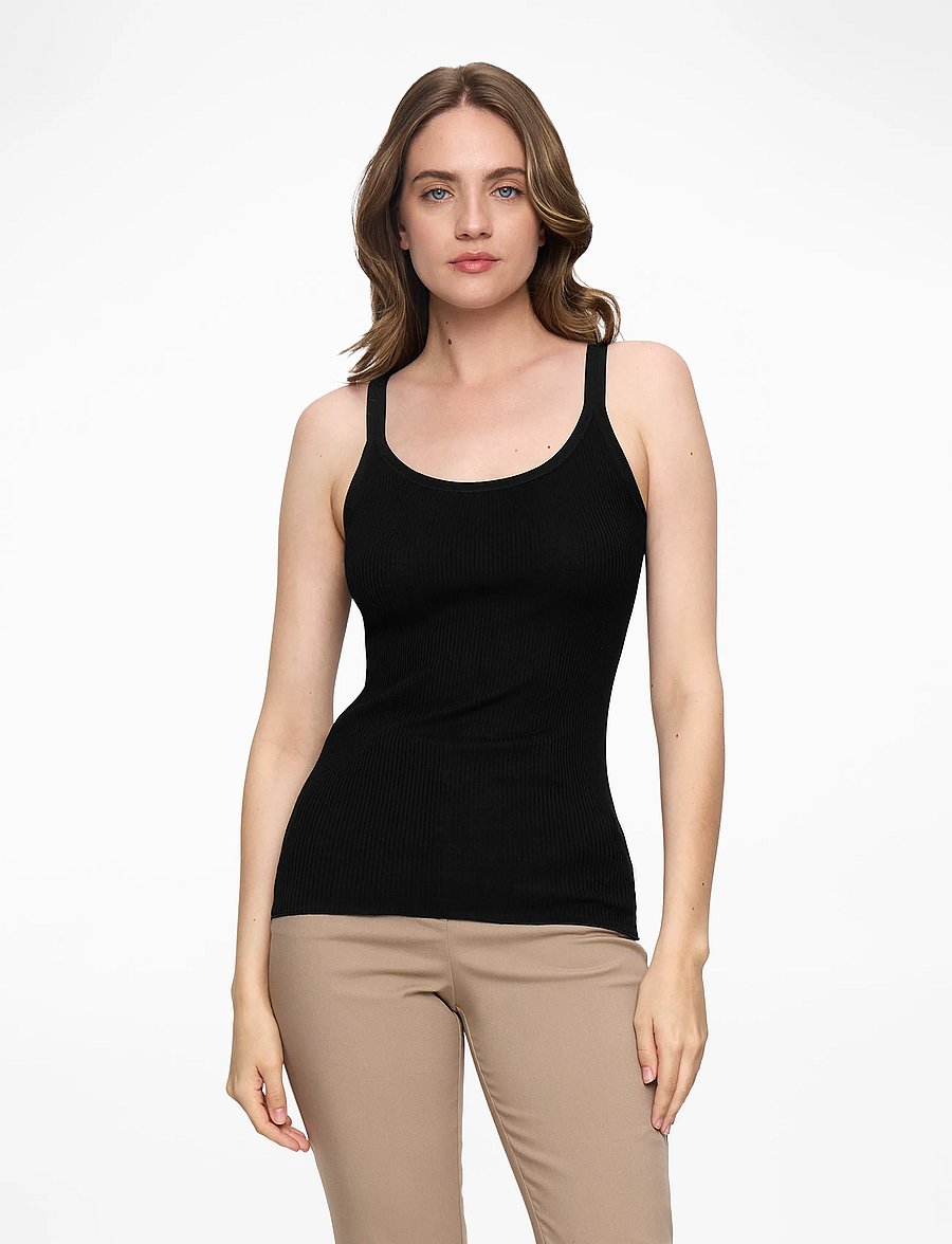 Rosemunde - RWBelle Silk U-neck Strap Elastic T - Ärmellose tops - black - 0