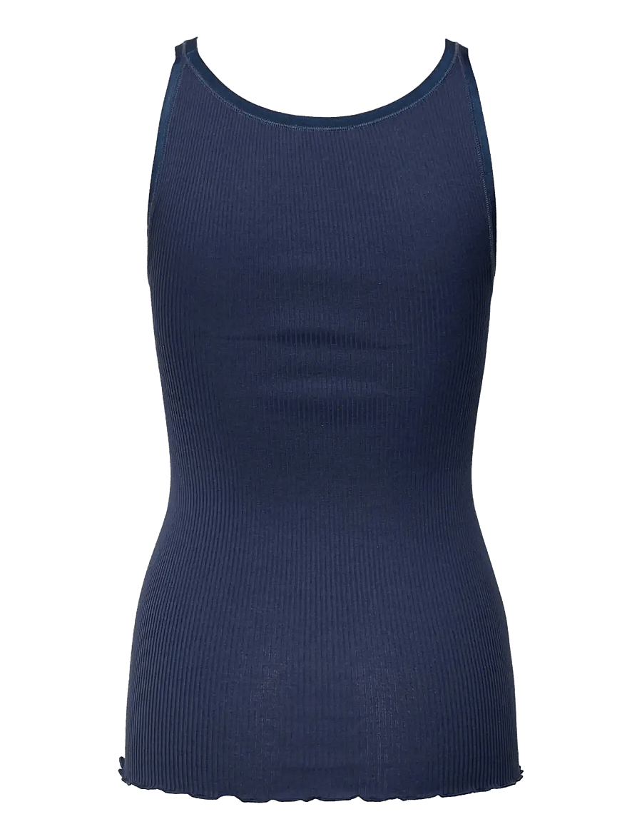 Rosemunde - RWBelle Silk U-neck Strap Elastic T - linnen - dark denim - 2