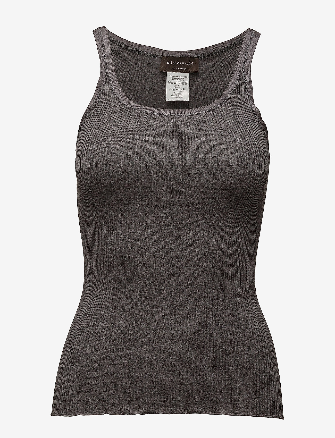 Rosemunde - RWBelle Silk U-neck Strap Elastic T - linnen - dark grey melange - 0
