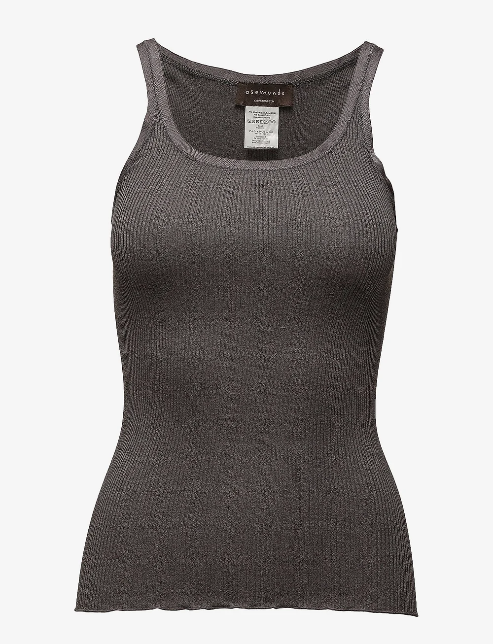 Rosemunde - RWBelle Silk U-neck Strap Elastic T - tanktops - dark grey melange - 0