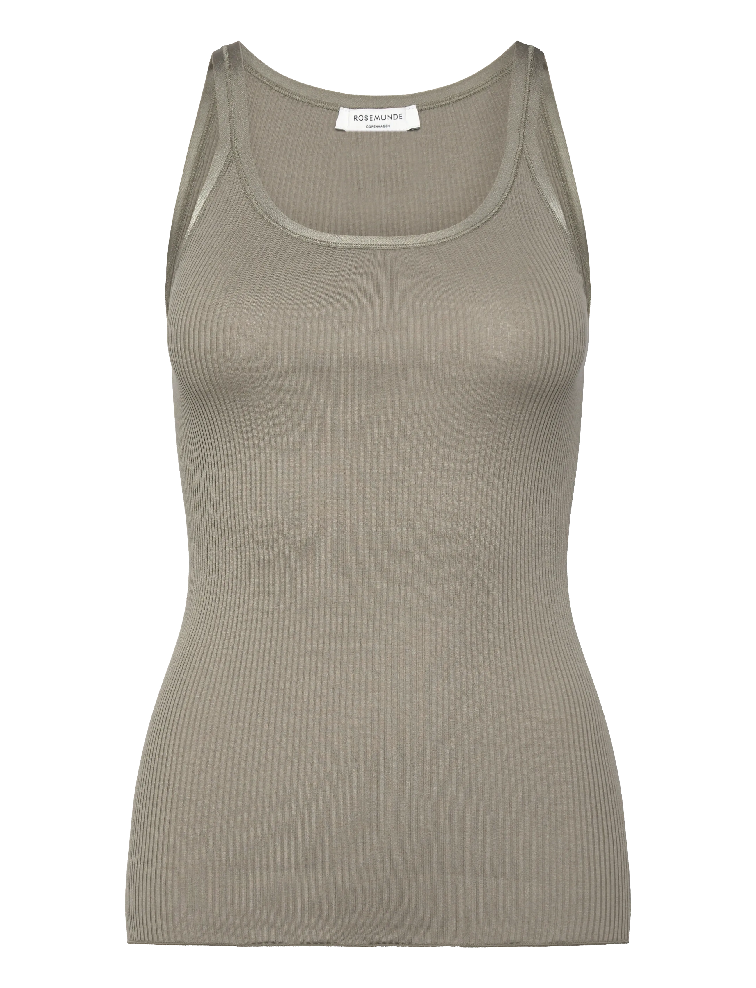 Rosemunde RWBelle Silk U-neck Strap Elastic T - Tøj - DRIED SAGE / khaki/green