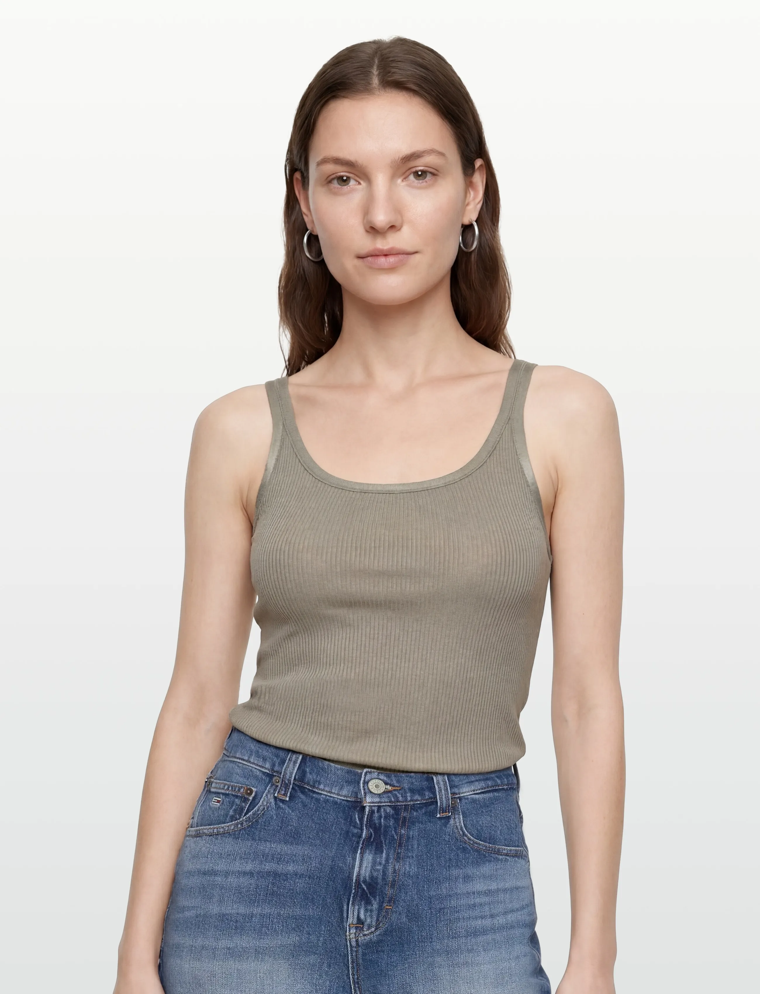 Rosemunde - RWBelle Silk U-neck Strap Elastic T - sleeveless tops - dried sage - 3