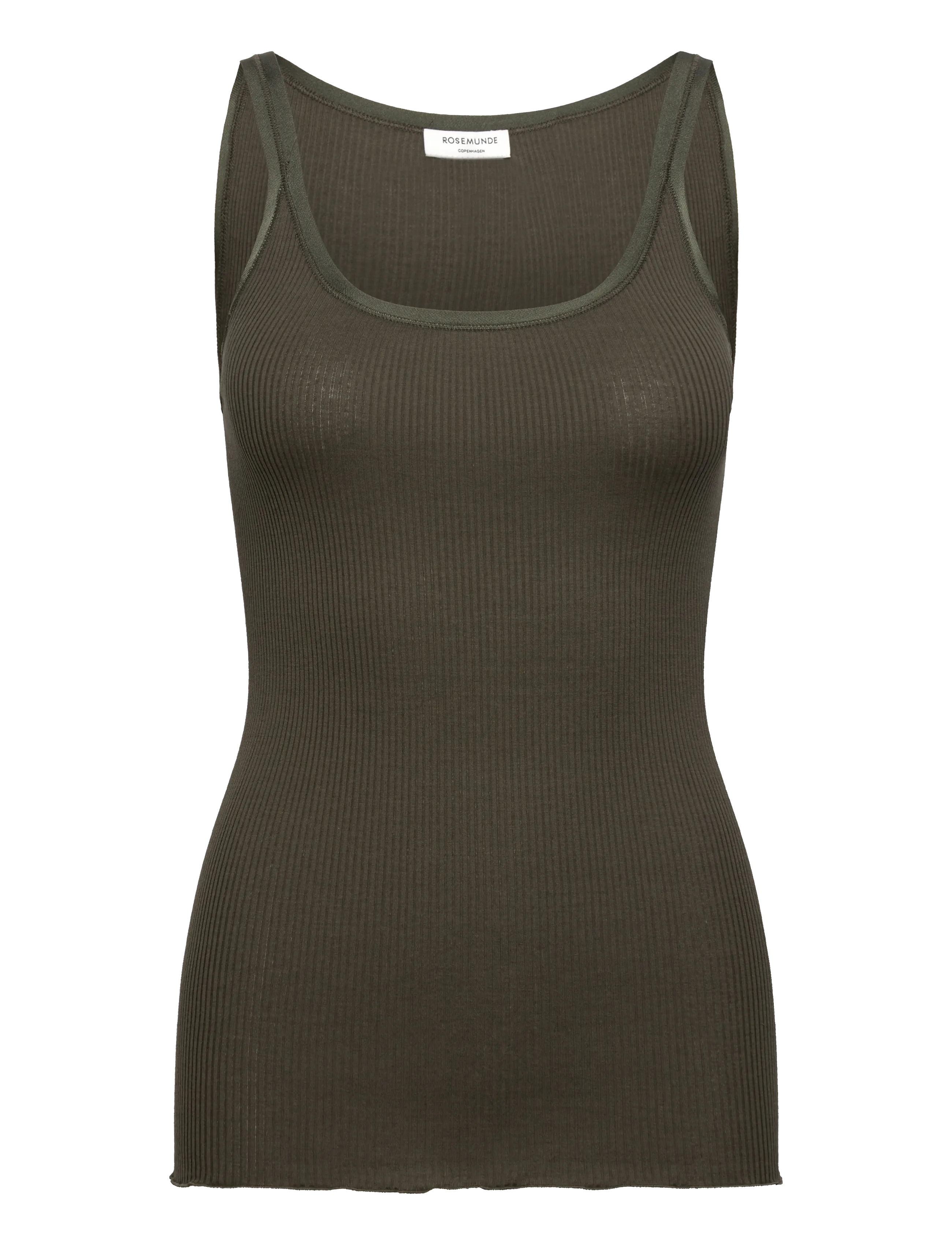 Rosemunde RWBelle Silk U-neck Strap Elastic T - Tøj - FORREST NIGHT / khaki/green