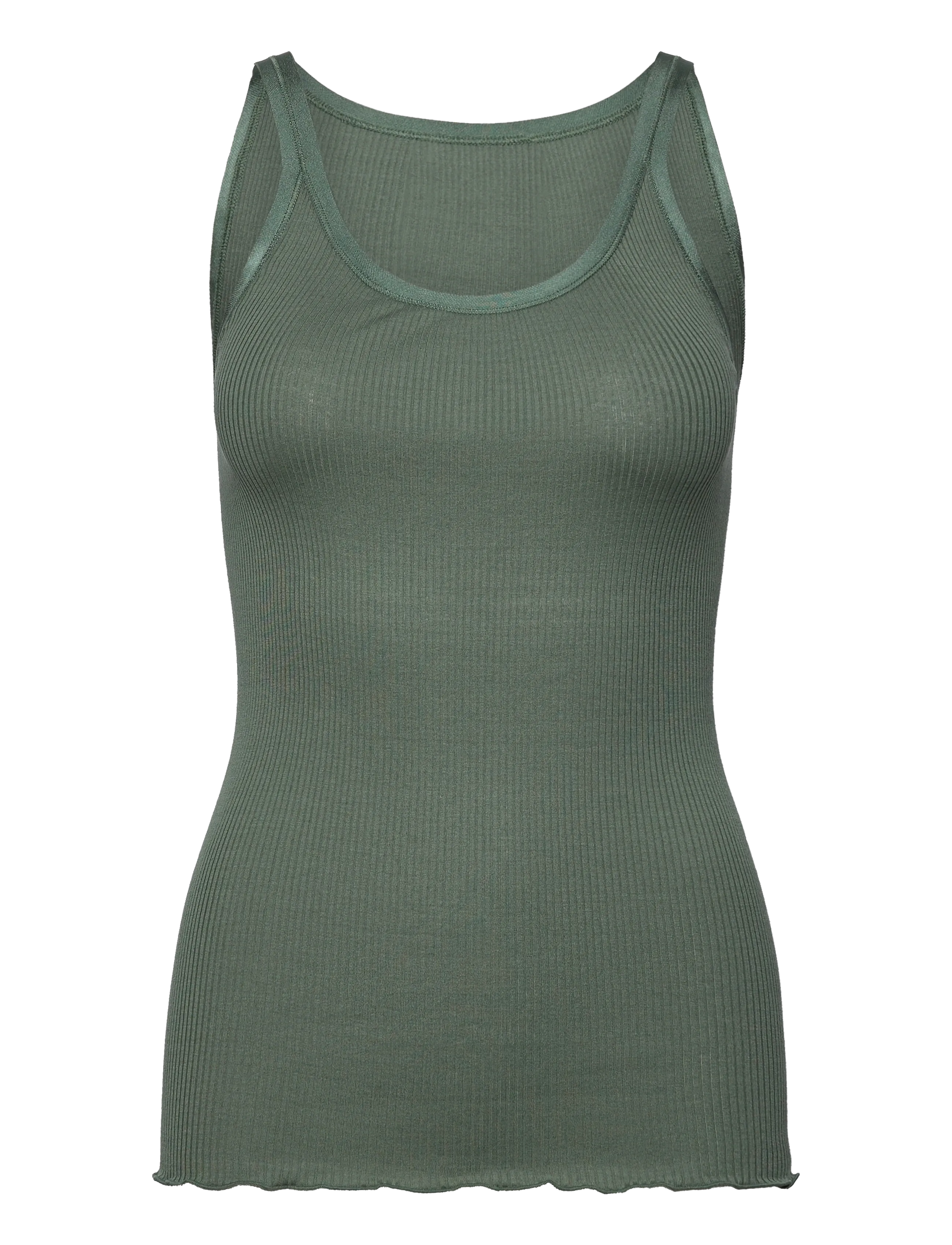 Rosemunde RWBelle Silk U-neck Strap Elastic T - Tøj - LAUREL WREATH / green