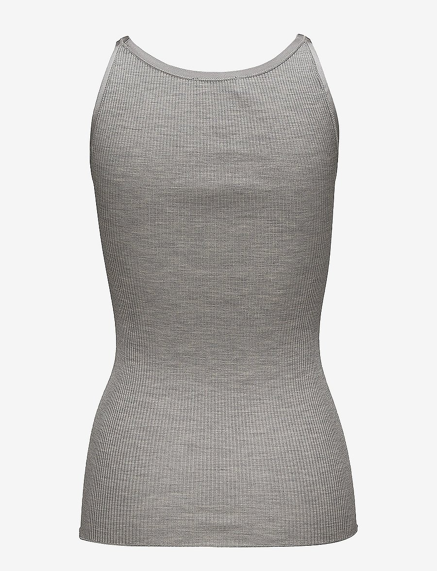 Rosemunde - RWBelle Silk U-neck Strap Elastic T - varrukateta topid - light grey melange - 1