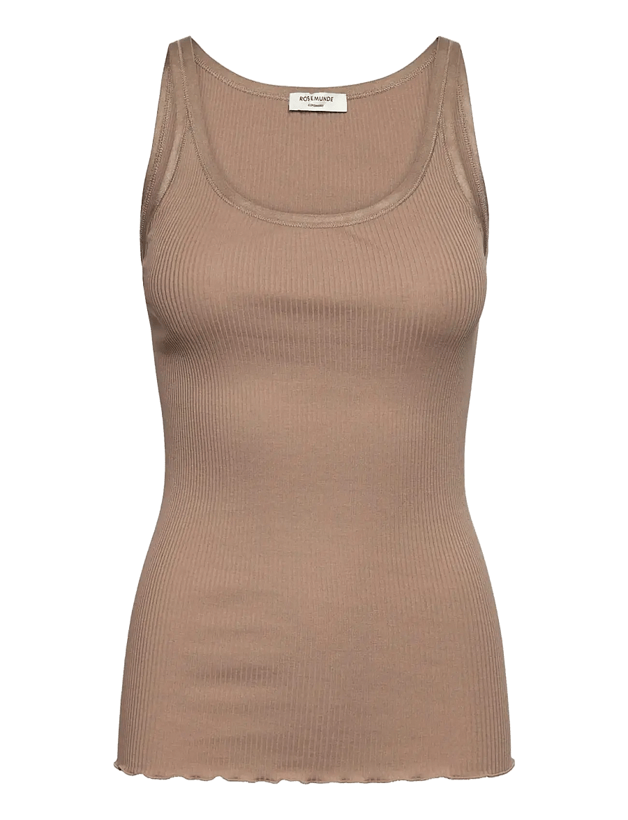 Rosemunde - RWBelle Silk U-neck Strap Elastic T - Ärmellose tops - mocha meringue - 1