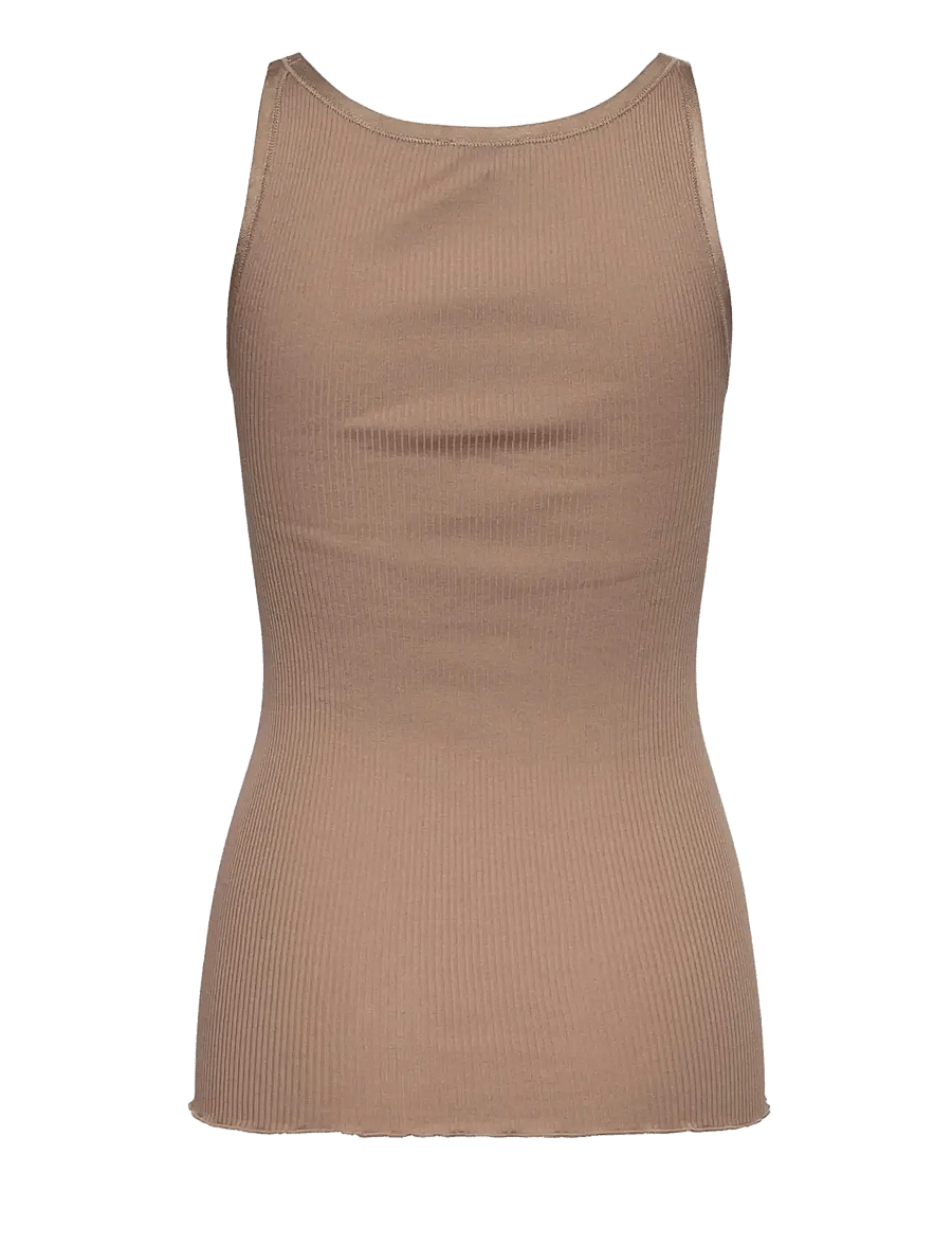 Rosemunde - RWBelle Silk U-neck Strap Elastic T - Ärmellose tops - mocha meringue - 2