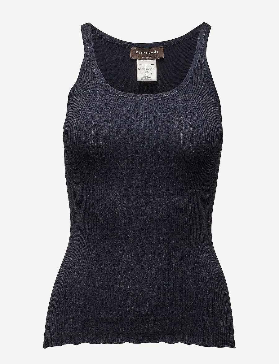 Rosemunde - RWBelle Silk U-neck Strap Elastic Top - linnen - navy - 0