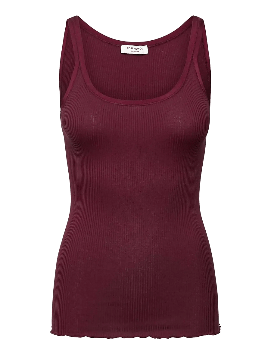 Rosemunde - RWBelle Silk U-neck Strap Elastic T - Ärmellose tops - windsor wine - 0