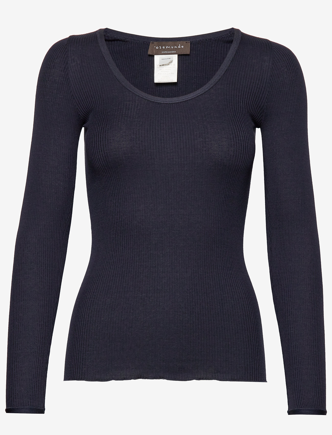 Rosemunde - Silk t-shirt regular ls w/elastic b - navy - 0
