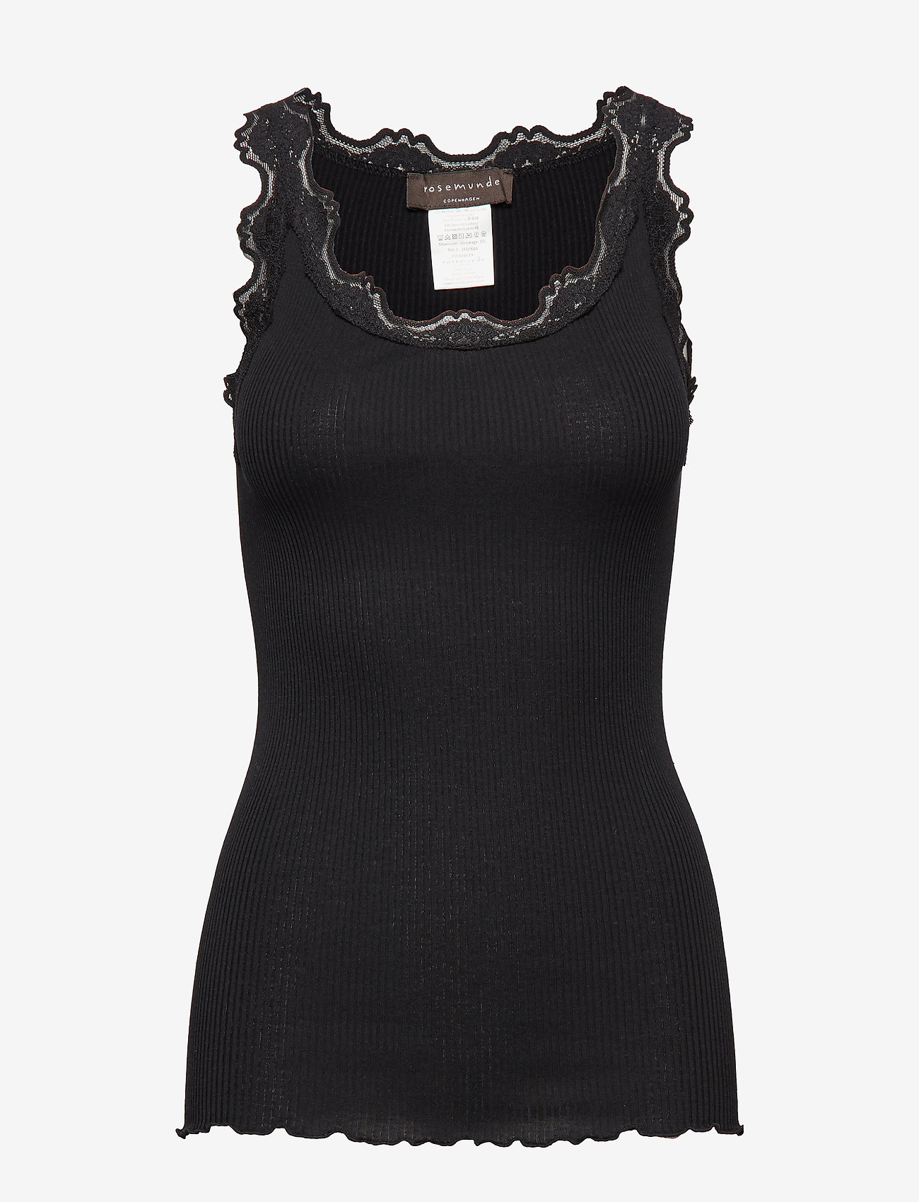 Rosemunde - RWBabette Silk SL U-neck Long Lace - tanktops - black - 1