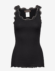 Rosemunde - Silk top w/ lace - sleeveless tops - black - 0