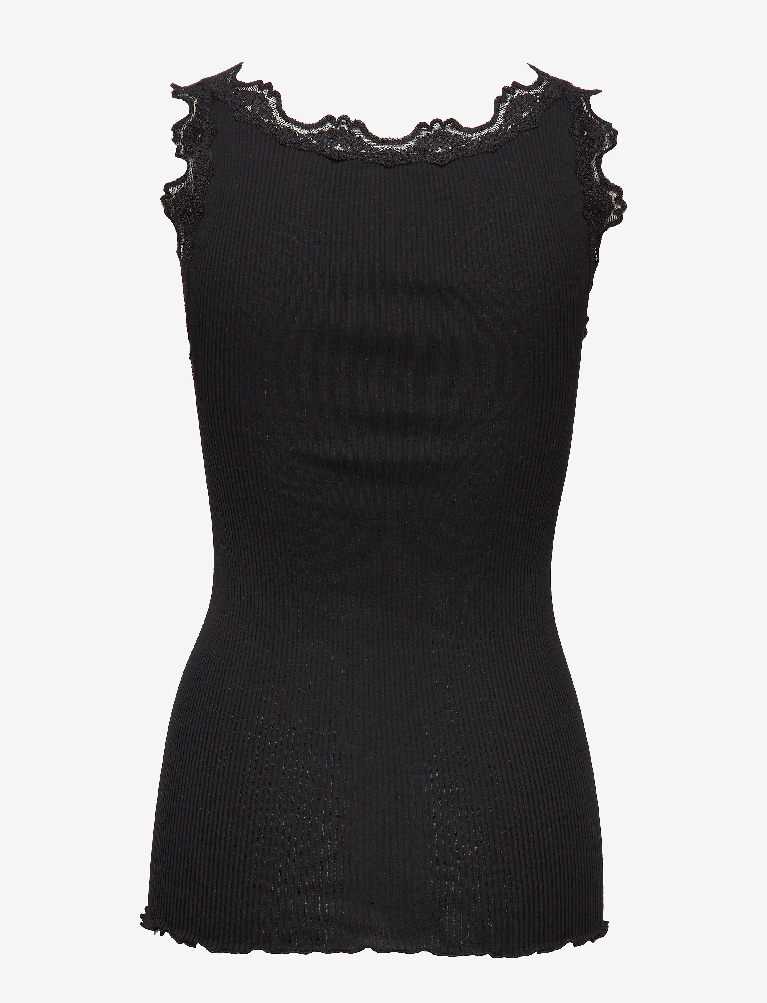 Rosemunde - RWBabette Silk SL U-neck Long Lace Top - Ärmellose tops - black - 2
