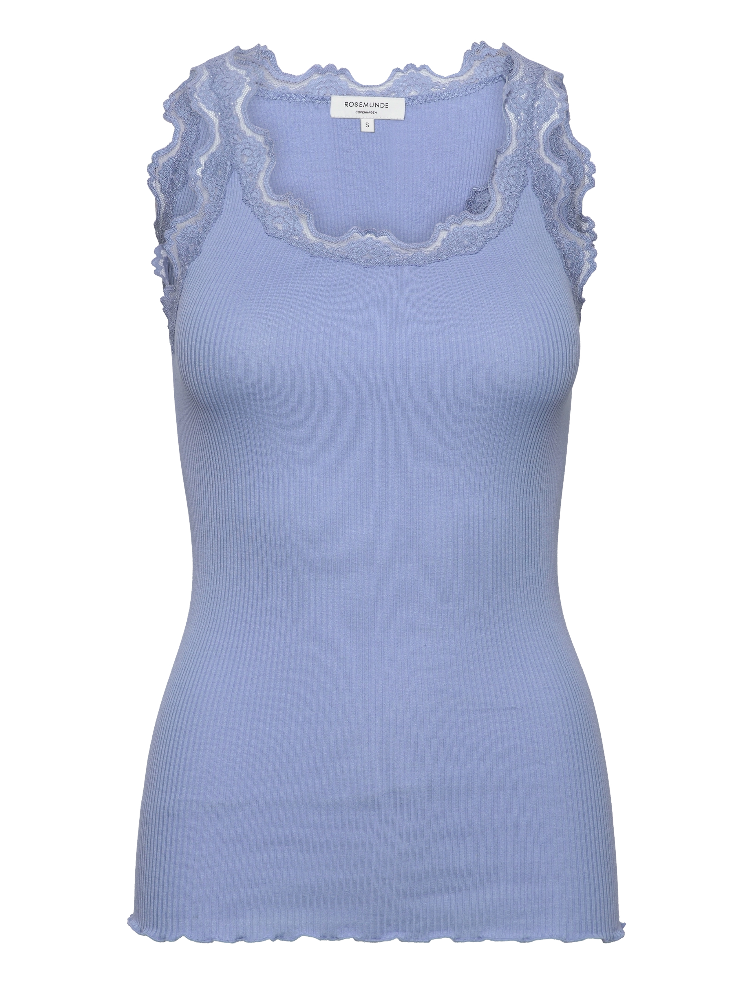Rosemunde RWBabette Silk SL U-neck Long Lace - Tøj - BLUE HEAVEN / blue