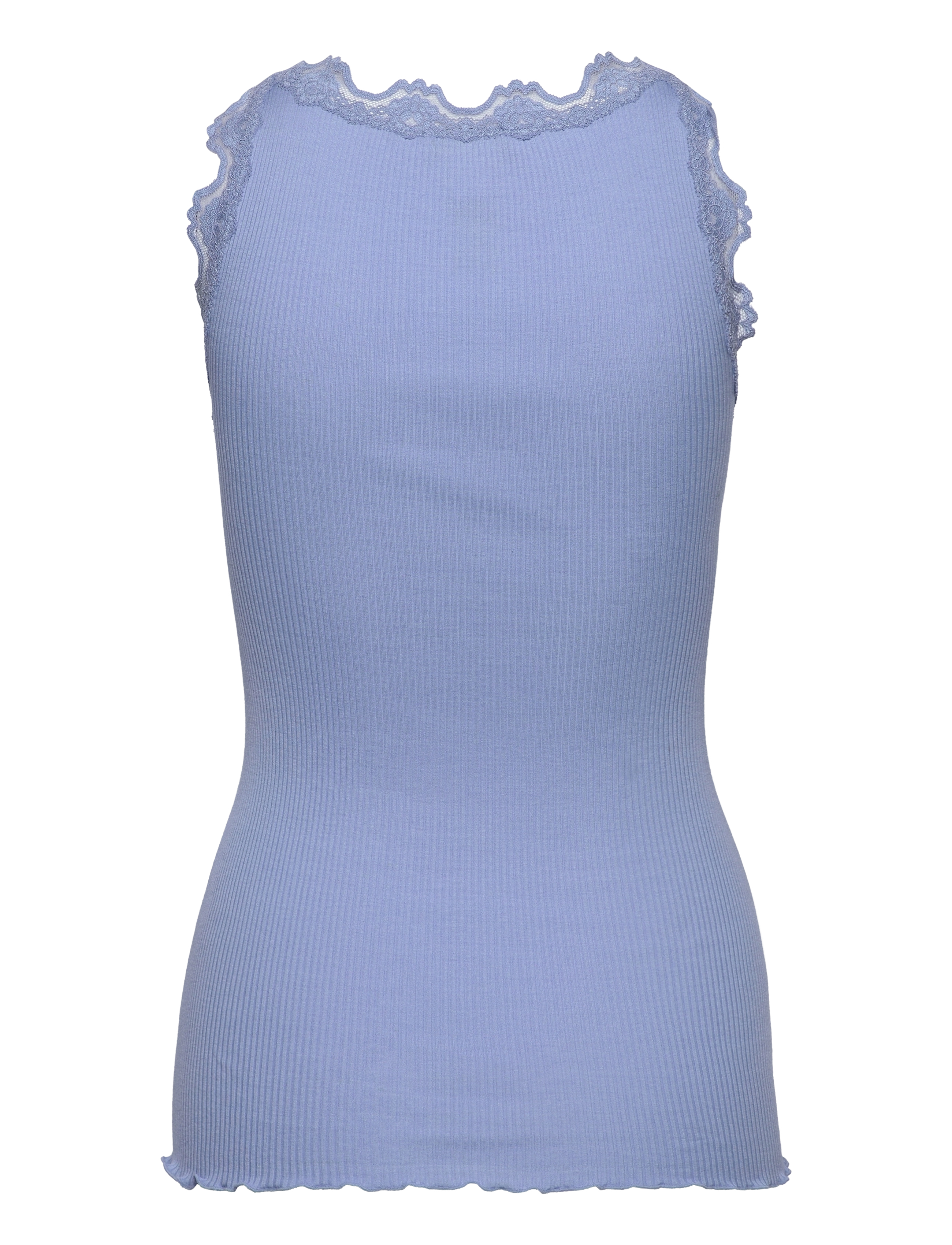 Rosemunde - RWBabette Silk SL U-neck Long Lace Top - tanktops - blue heaven - 2
