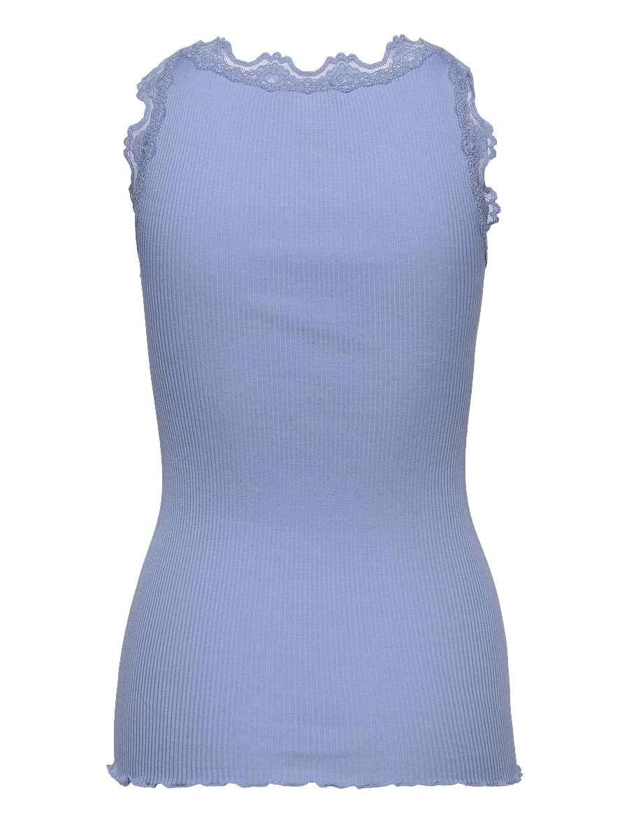 Rosemunde - RWBabette Silk SL U-neck Long Lace Top - sleeveless tops - blue heaven - 2