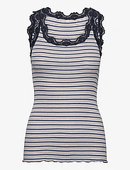 Rosemunde - Silk top w/ lace - sleeveless tops - blue multi stripe - 0