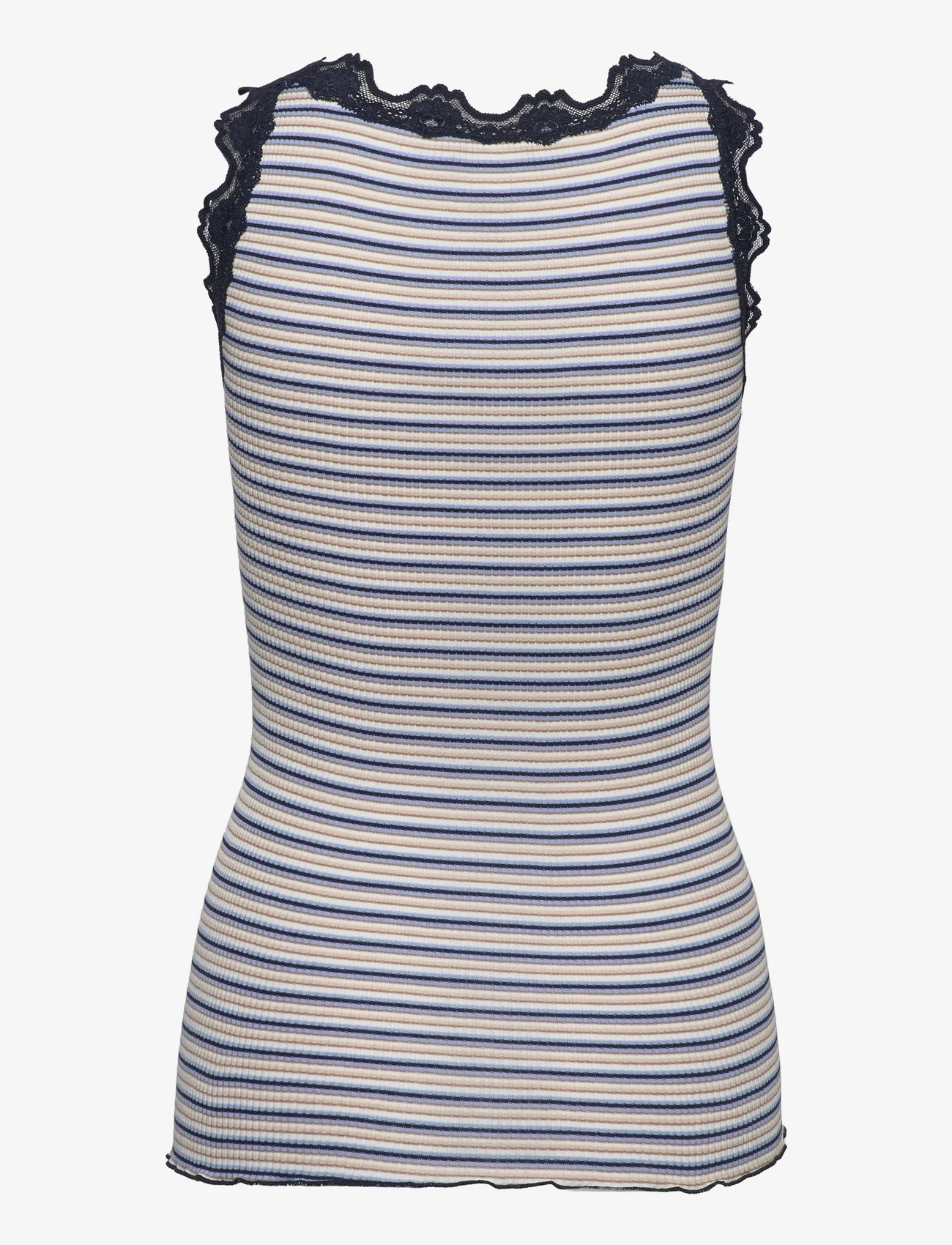 Rosemunde - Silk top w/ lace - sleeveless tops - blue multi stripe - 1