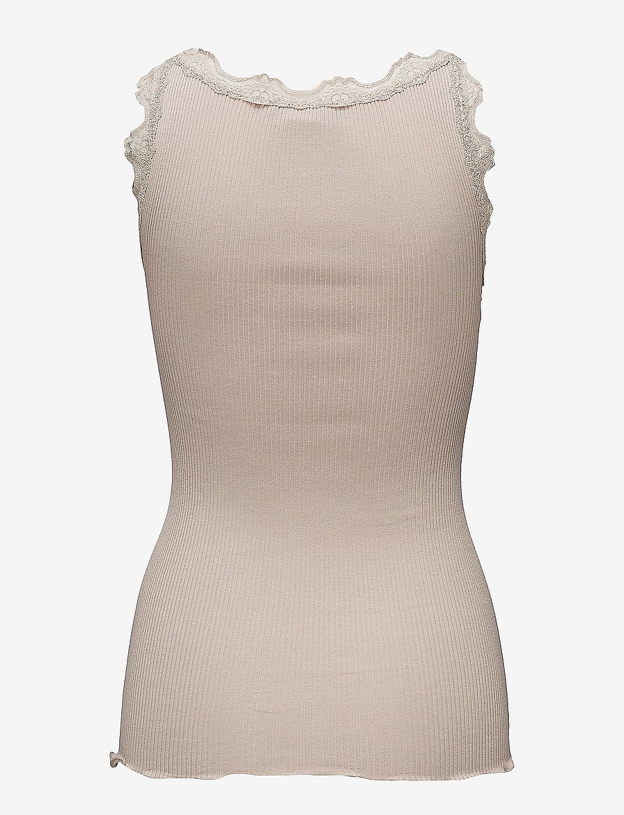 Rosemunde - RWBabette Silk SL U-neck Long Lace Top - Ärmellose tops - cacao - 1