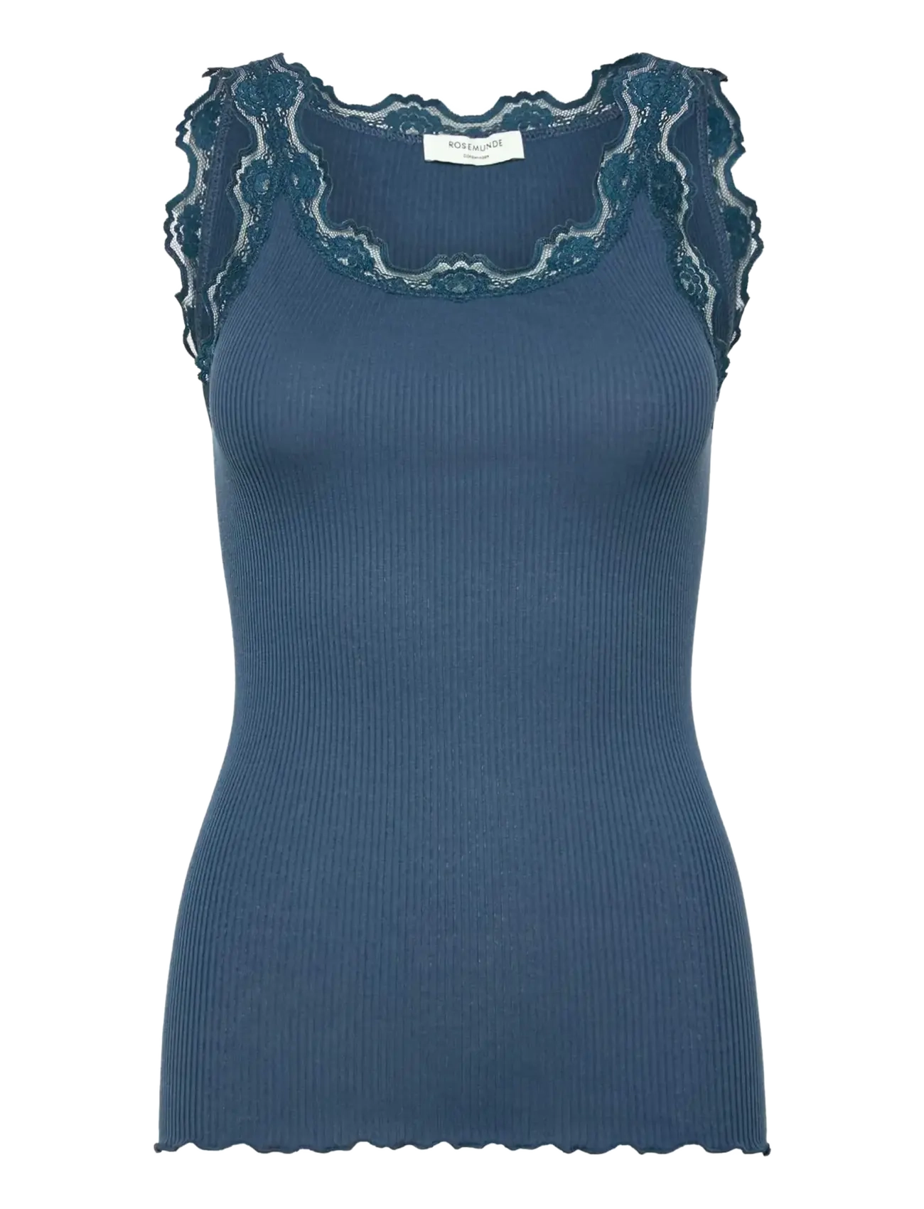 Rosemunde RWBabette Silk SL U-neck Long Lace Top - Rosemunde - DARK DENIM / blue