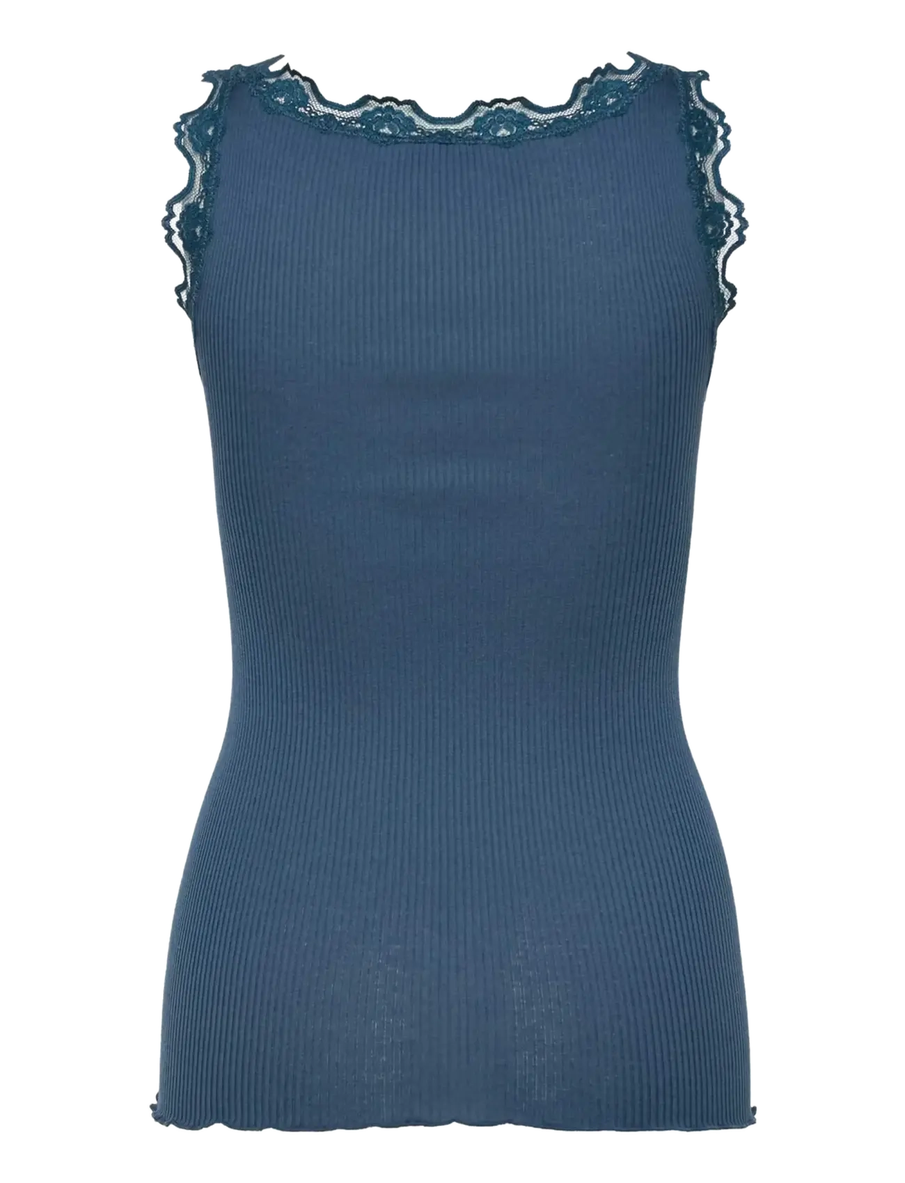 Rosemunde - RWBabette Silk SL U-neck Long Lace Top - Ärmellose tops - dark denim - 1