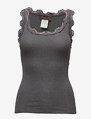 Rosemunde - Silk top w/ lace - sleeveless tops - dark grey melange - 0