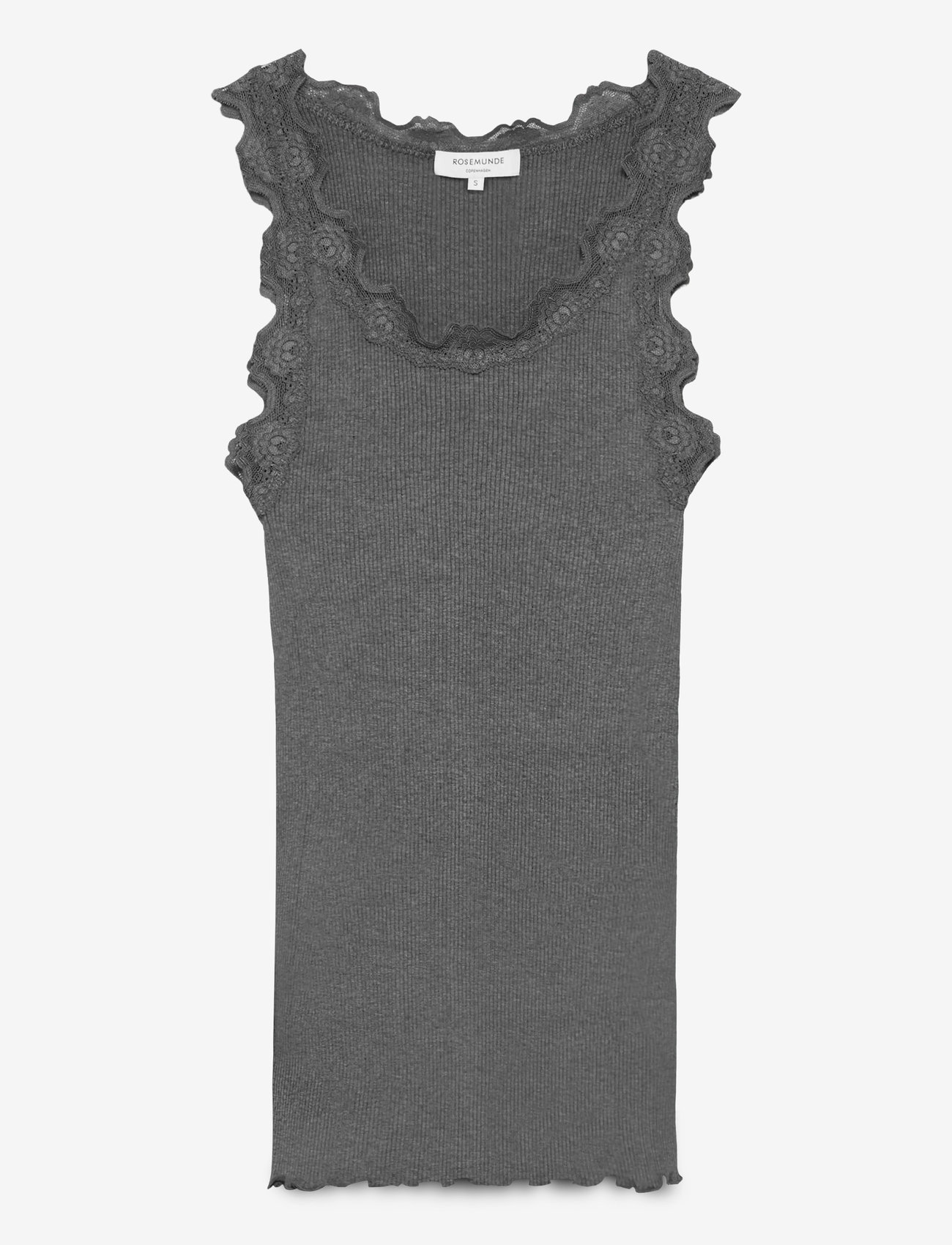 Rosemunde - RWBabette Silk SL U-neck Long Lace - Ärmellose tops - dark grey melange - 1