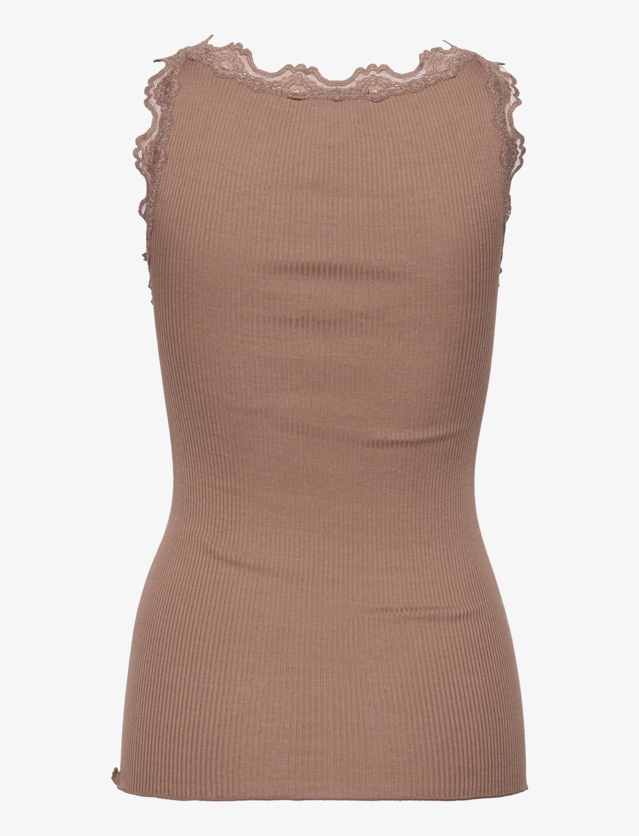 Rosemunde - RWBabette Silk SL U-neck Long Lace - laveste priser - dark sand - 1