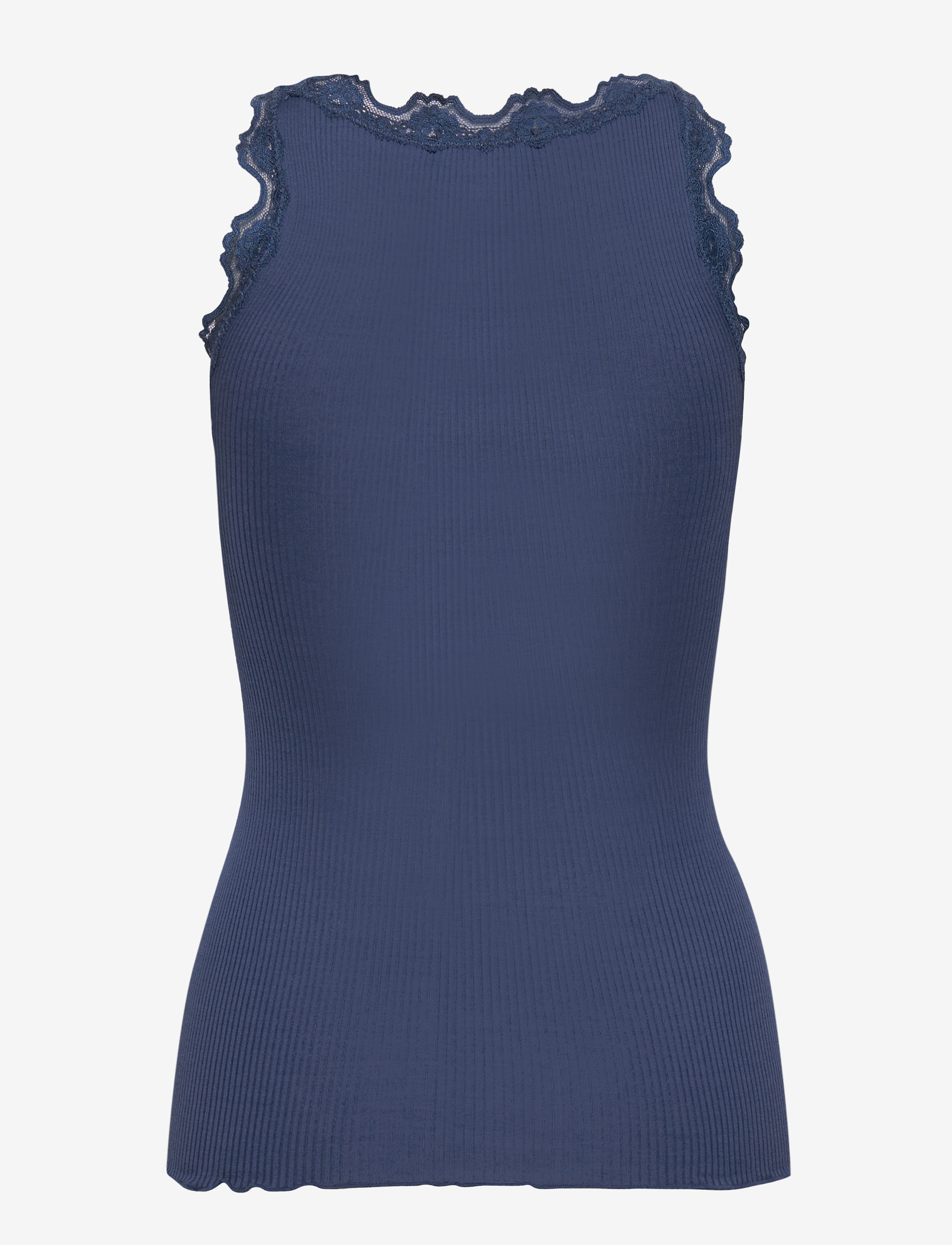 Rosemunde - RWBabette Silk SL U-neck Long Lace - laveste priser - denim blue - 1