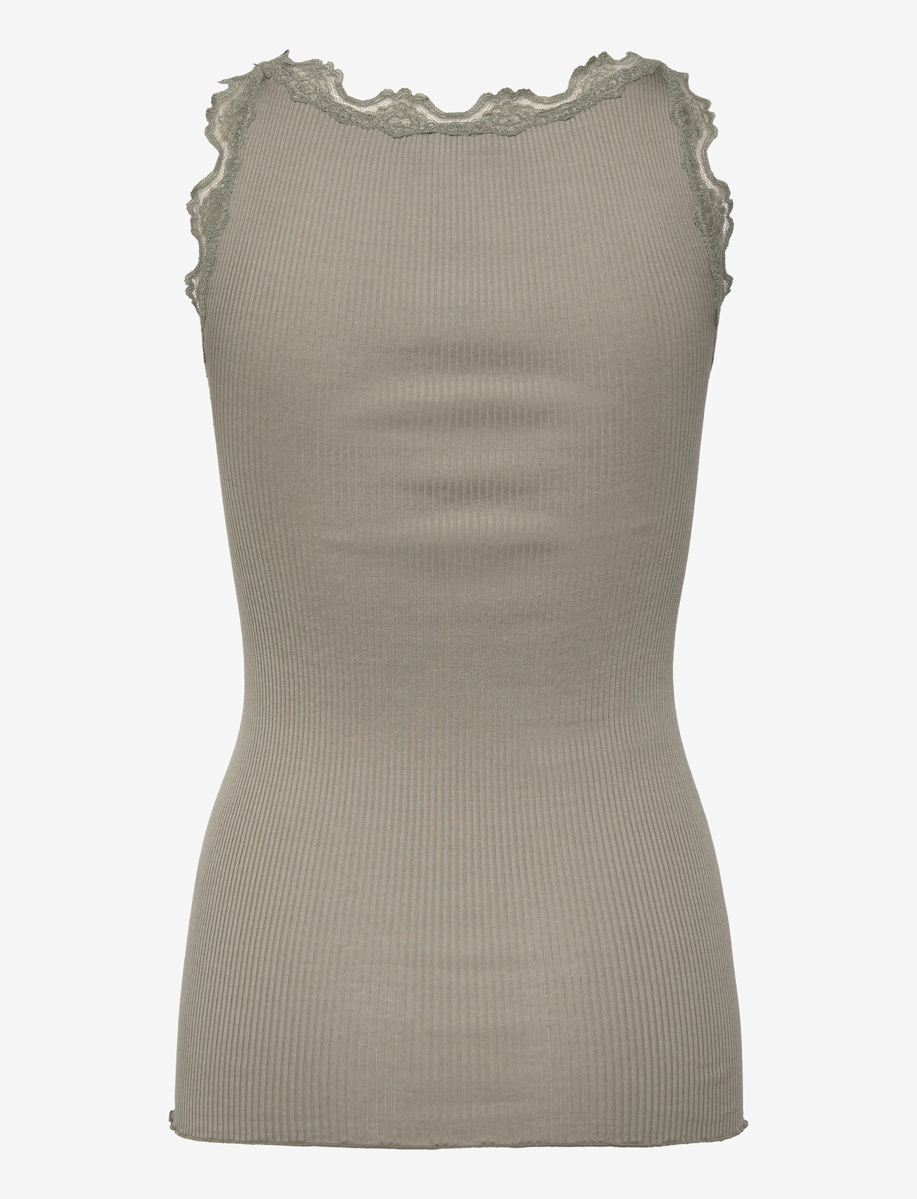 Rosemunde - RWBabette Silk SL U-neck Long Lace - tanktops - dried sage - 2