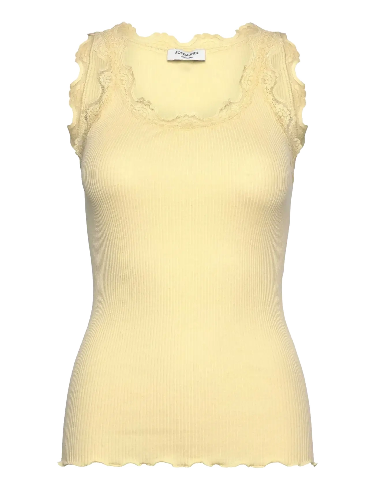 Rosemunde RWBabette Silk SL U-neck Long Lace - Tøj - FLAN / yellow
