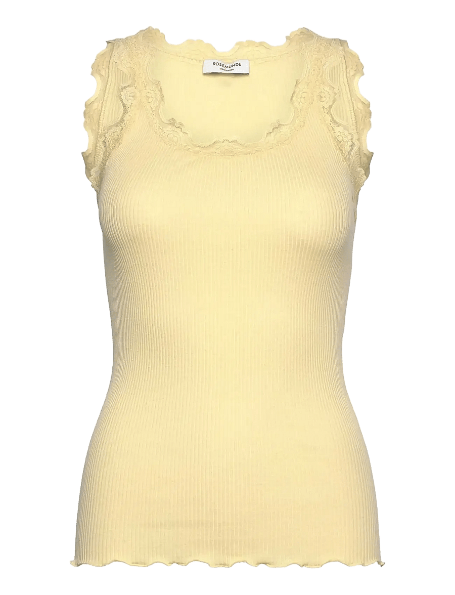 Rosemunde - RWBabette Silk SL U-neck Long Lace Top - tanktops - flan - 1