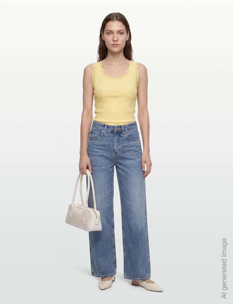 Rosemunde - RWBabette Silk SL U-neck Long Lace Top - tanktops - flan - 0