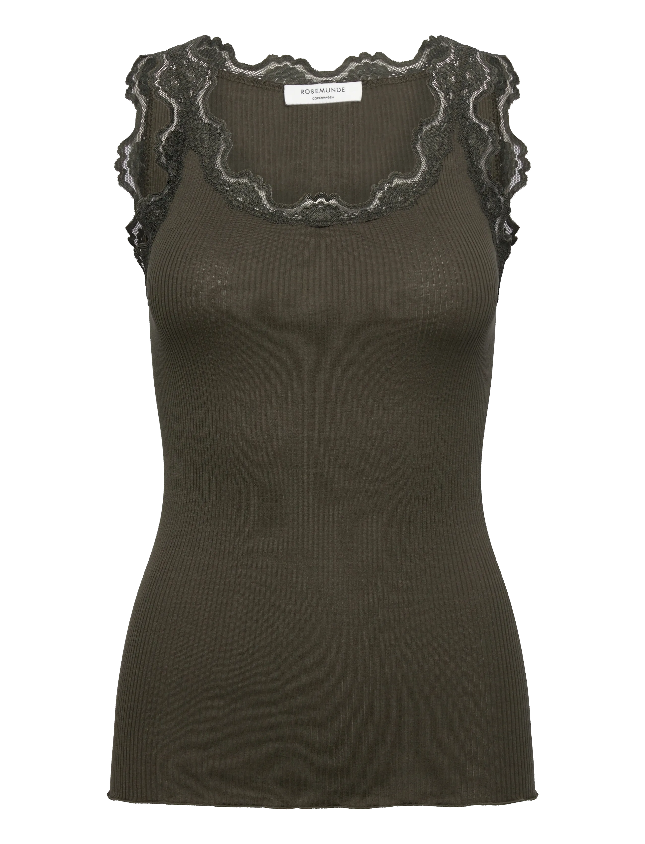 Rosemunde - RWBabette Silk SL U-neck Long Lace - laveste priser - forrest night - 1