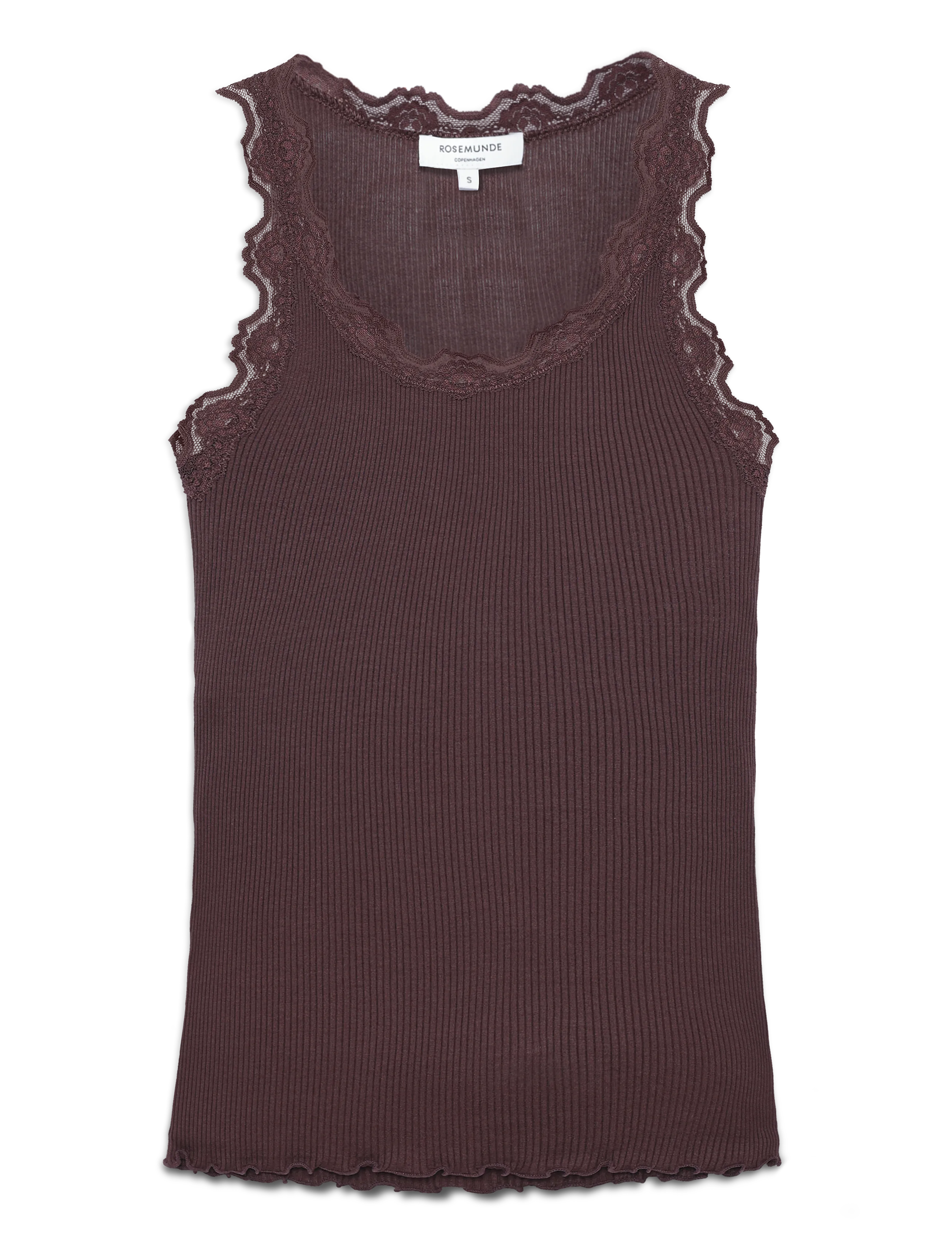 Rosemunde RWBabette Silk SL U-neck Long Lace - Rosemunde - FUDGE / brown