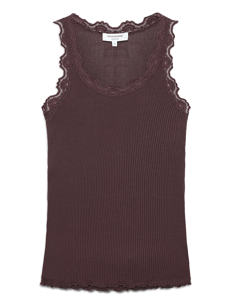 Rosemunde - RWBabette Silk SL U-neck Long Lace - linnen - fudge - 2