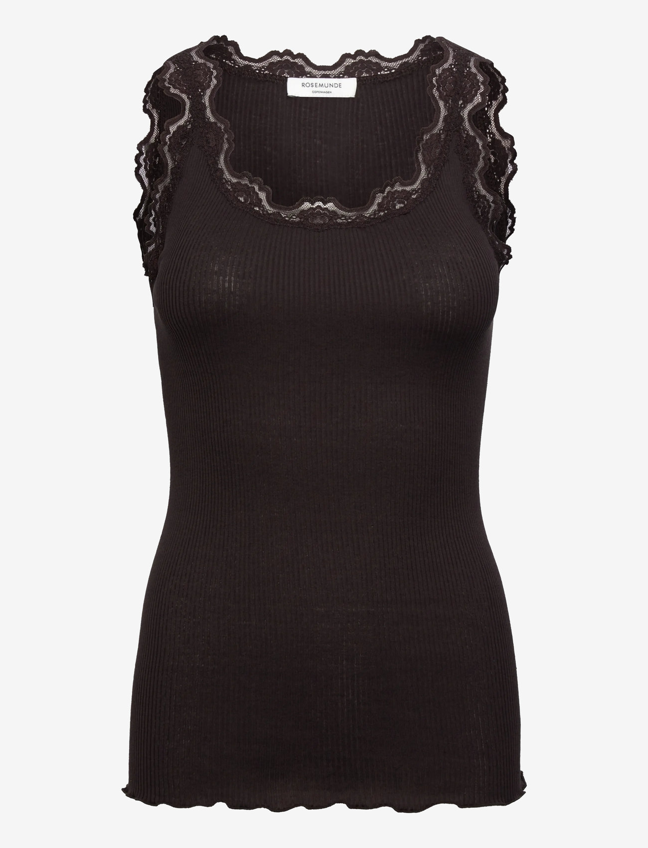 Rosemunde - RWBabette SL U-neck Long Lace Top - tanktops - ganache - 1