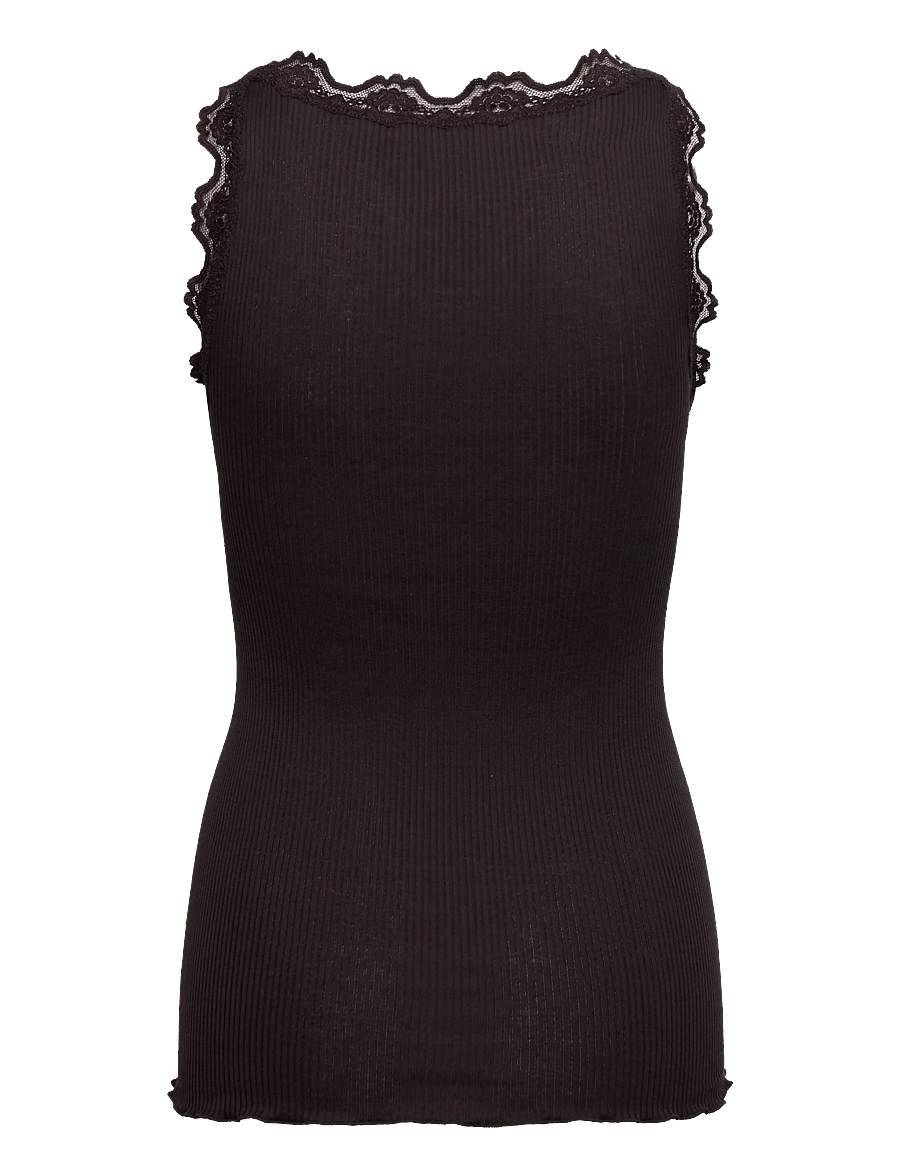 Rosemunde - RWBabette Silk SL U-neck Long Lace Top - sleeveless tops - ganache - 2