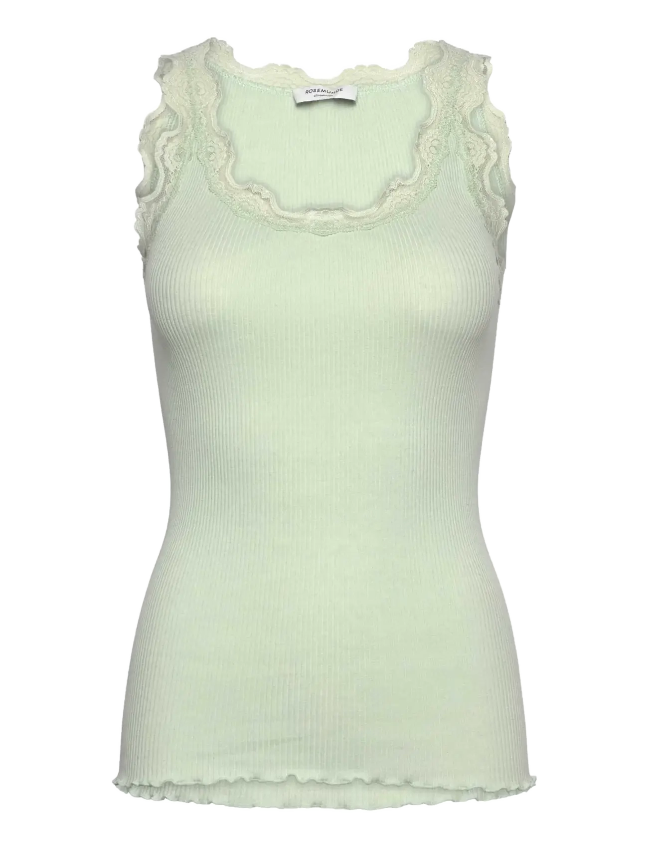 Rosemunde RWBabette Silk SL U-neck Long Lace - Tøj - GREEN LILY / green