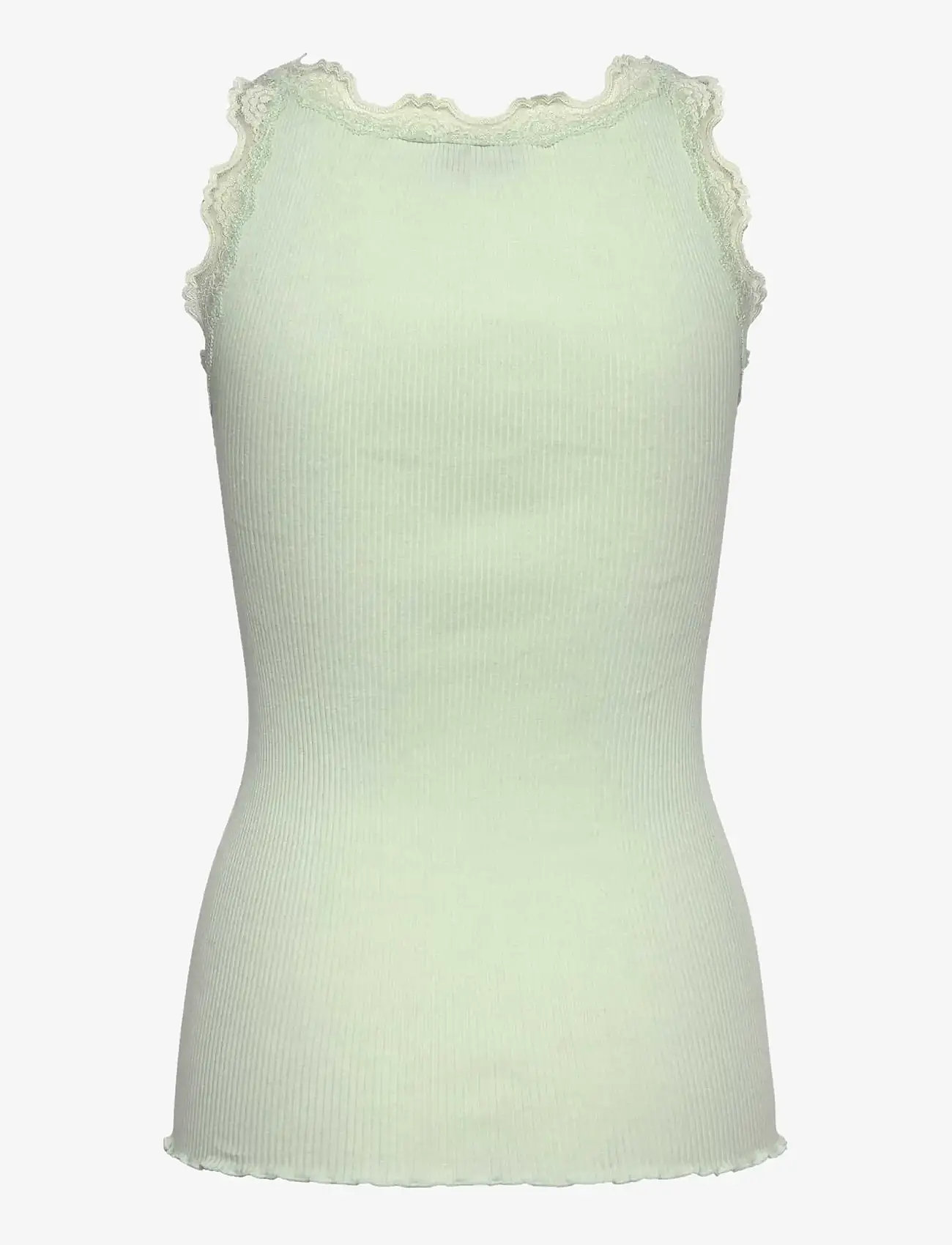 Rosemunde - RWBabette Silk SL U-neck Long Lace - tanktops - green lily - 2